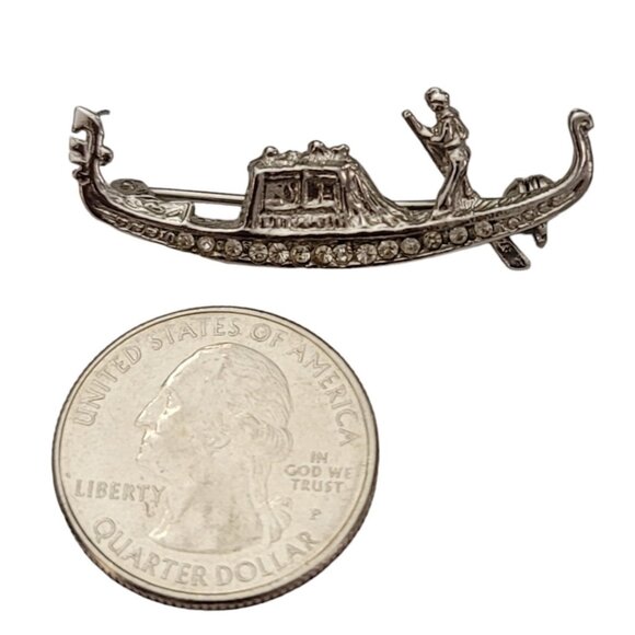 800 Sterling Silver Man in Boat Pin Brooch K644 - Picture 5 of 7